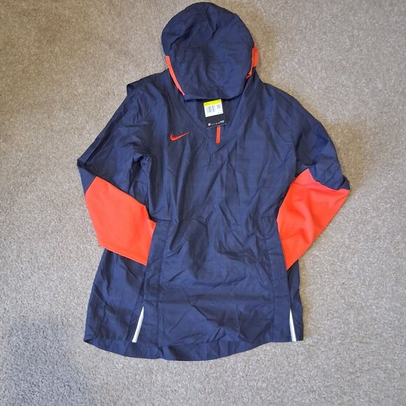Nike Mens Navy & Orange Hooded Windbreaker Jacket Size S Lightweight New - Picture 4 of 8